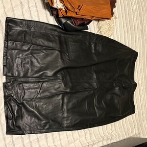 J. Crew Black Leather Pencil Skirt